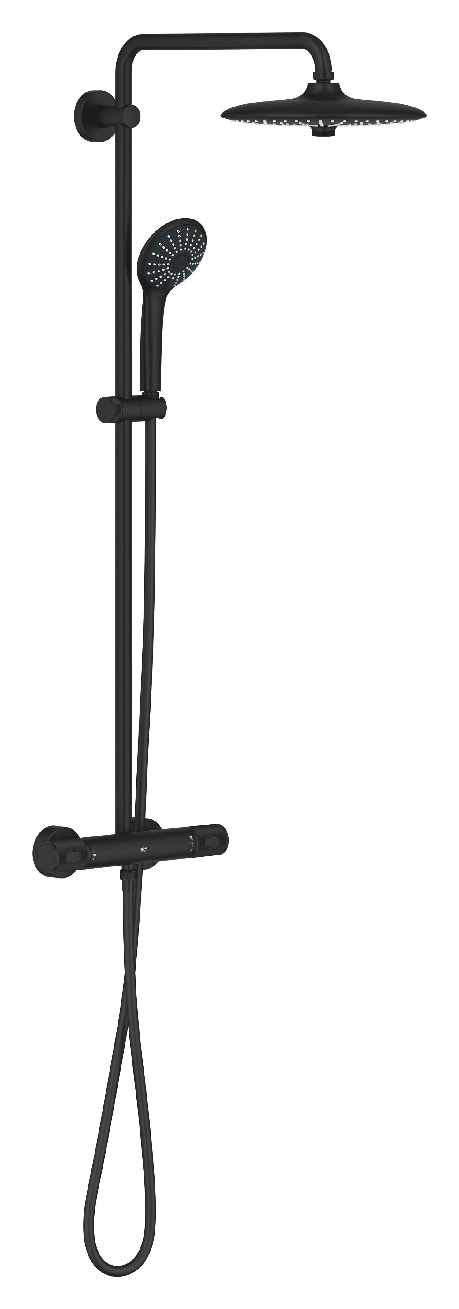 Grohe Sistem dus grohe euphoria 260, aparent, termostat, 260 mm, 3 functii, mat, negru, 27615kf2