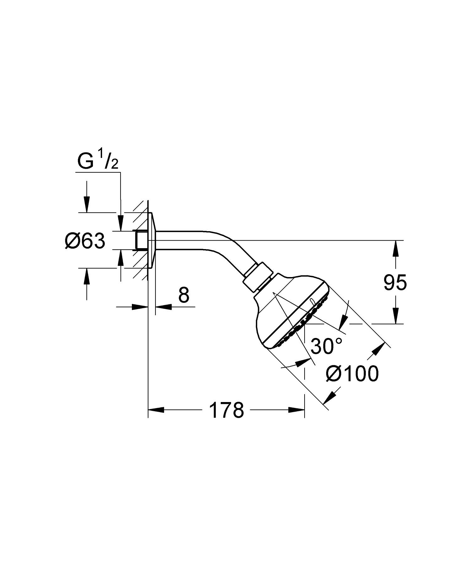 Sistem dus Grohe Eurosmart, incastrat, 100 mm, crom, 2404…
