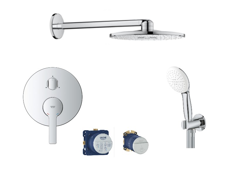 Grohe Sistem dus grohe lineare, incastrat, 310 mm, 2 functii, set dus, crom, 24095001-1st