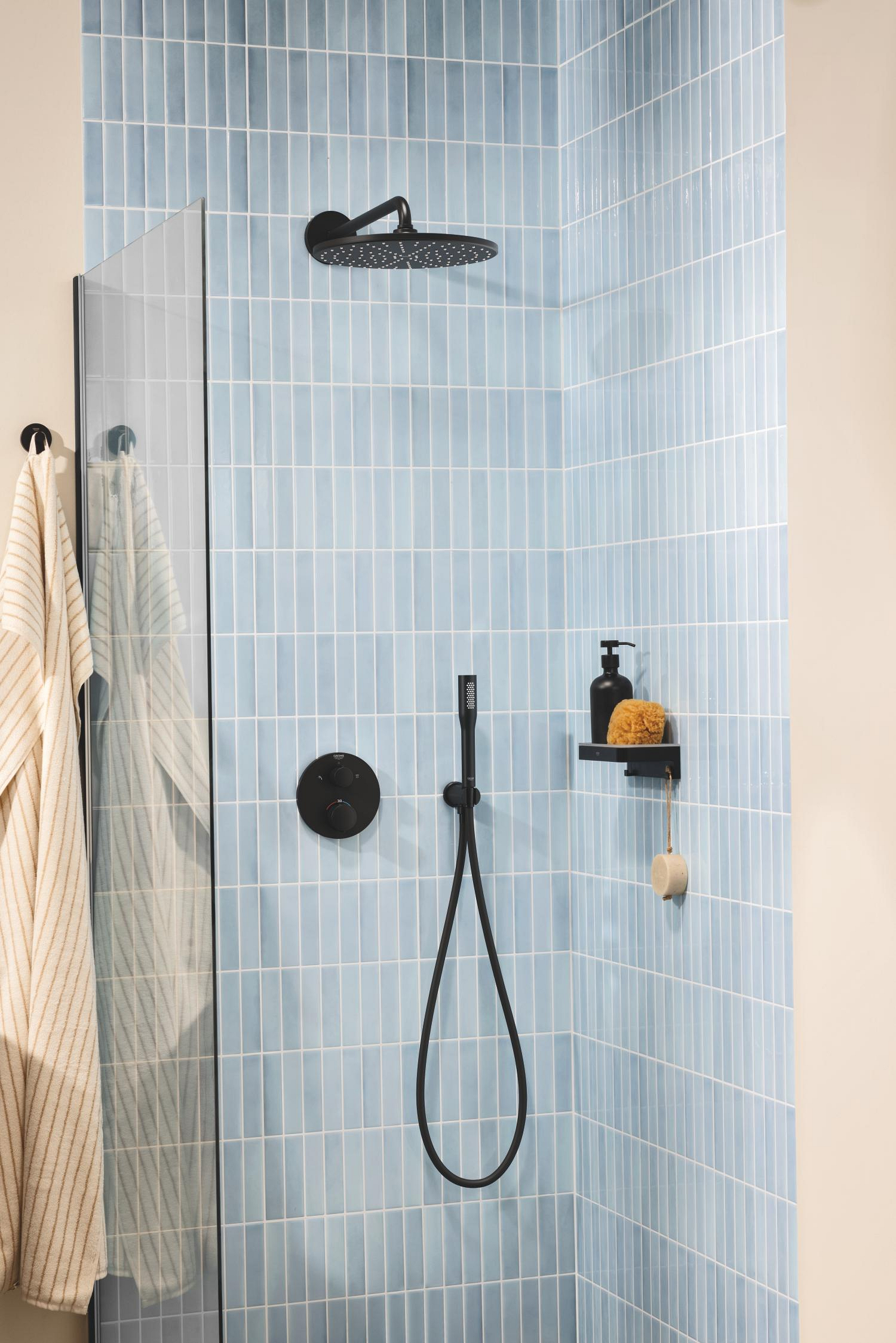 Baie - Sistem de dus Grohe 348802430, dus Rainshower, tip incastrare incastrat, pentru dus, termostat, negru