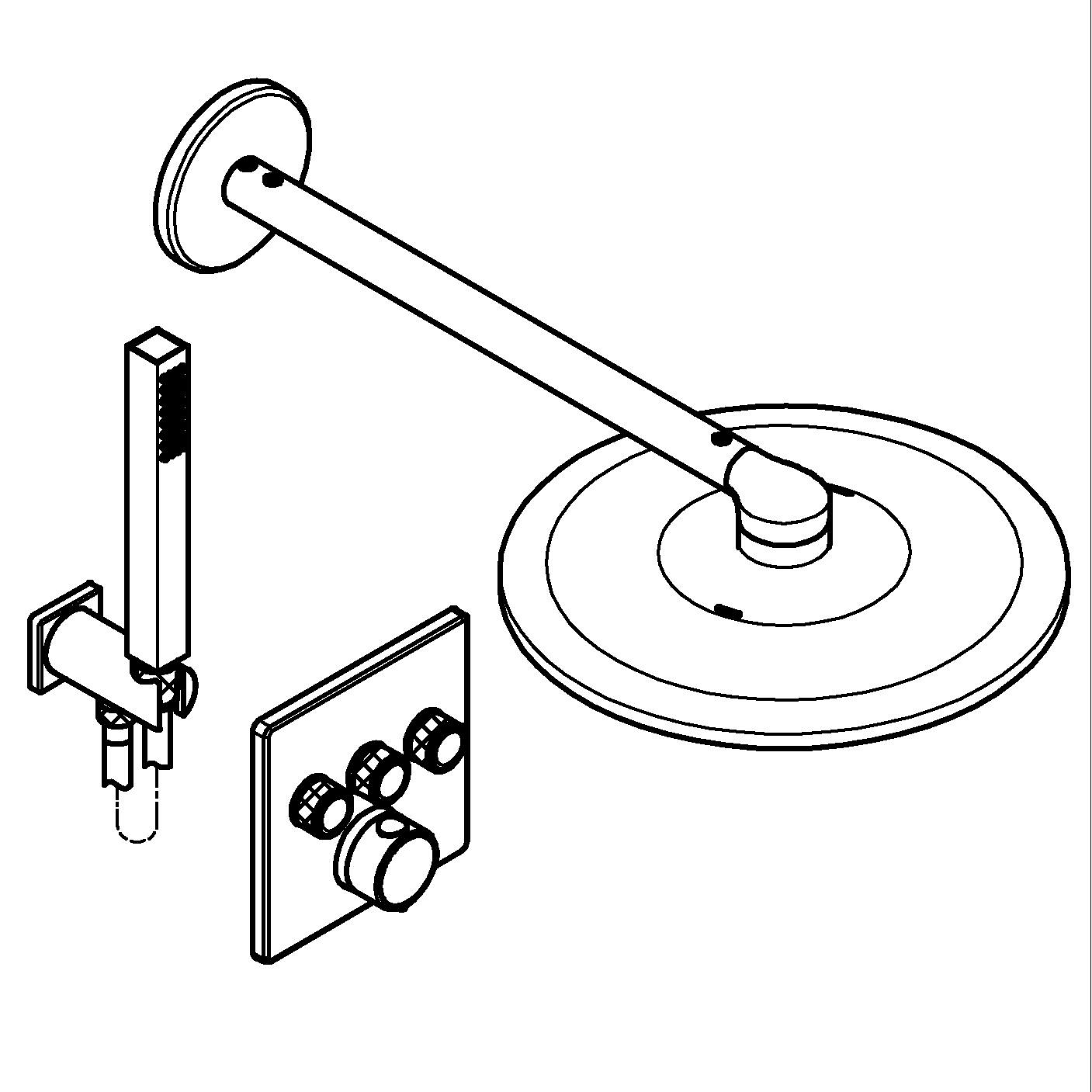 Sistem de dus Grohe 348752430, dus SmartControl Cube, tip incastrare incastrat, pentru dus, termostat, negru [13]