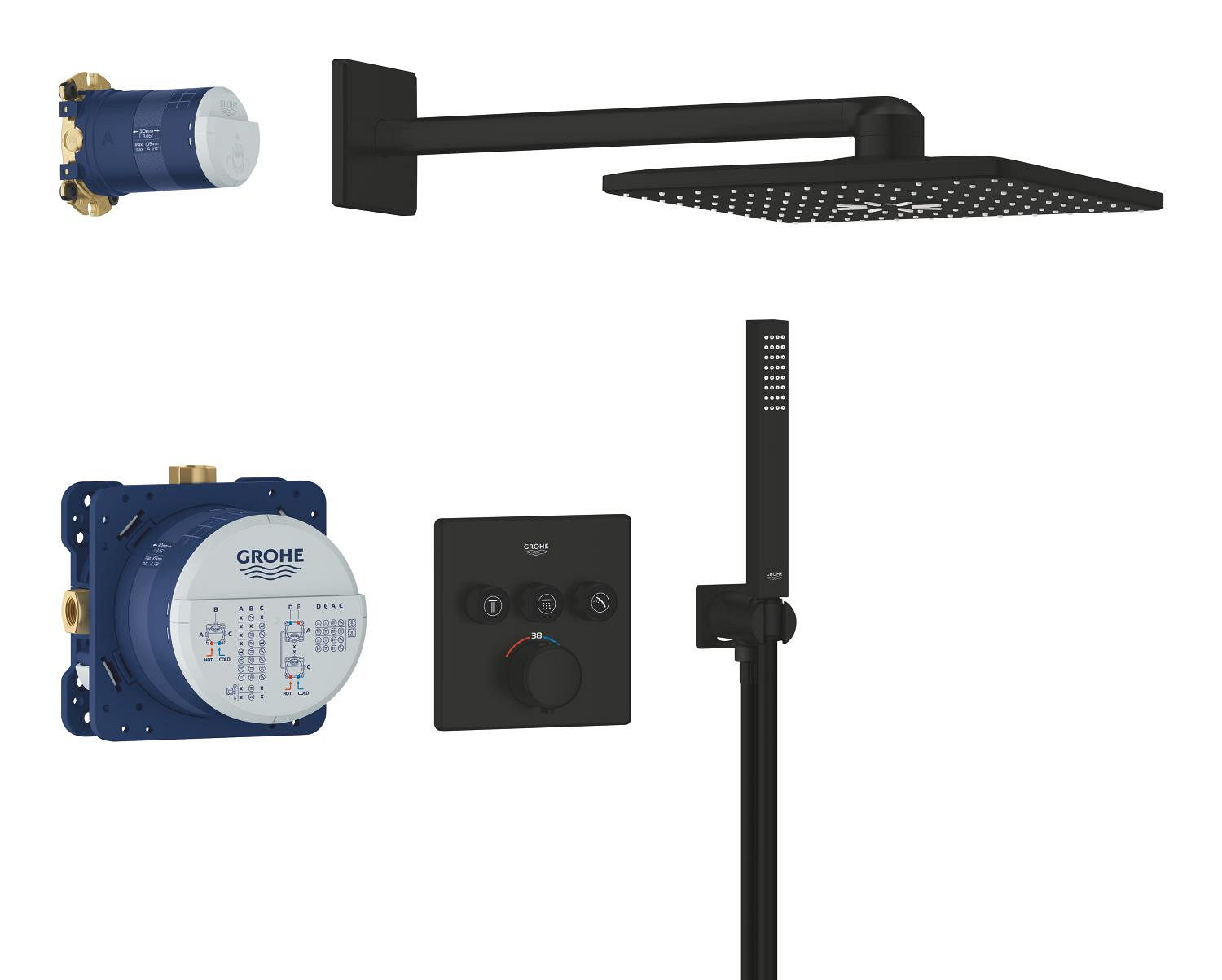 Sistem de dus Grohe 348752430, dus SmartControl Cube, tip incastrare incastrat, pentru dus, termostat, negru [1]