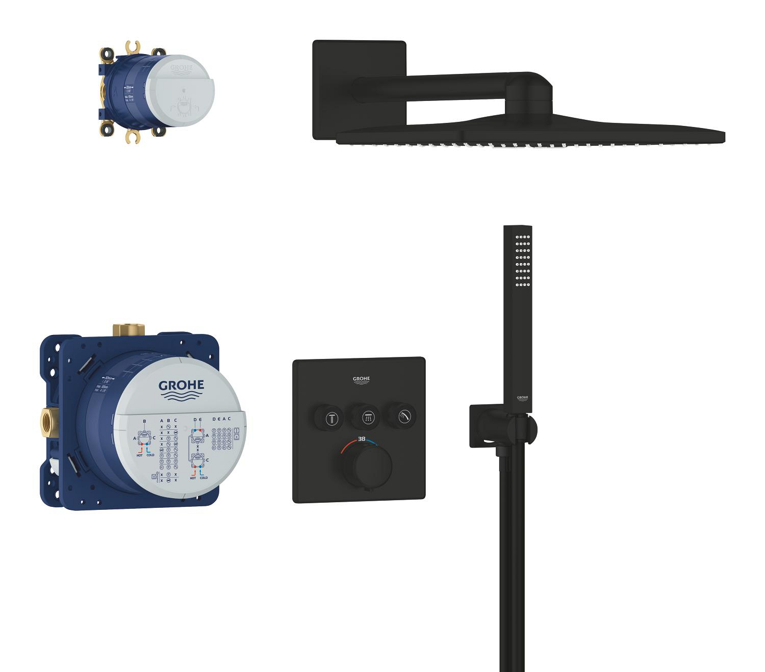 Sistem de dus Grohe 348752430, dus SmartControl Cube, tip incastrare incastrat, pentru dus, termostat, negru [2]