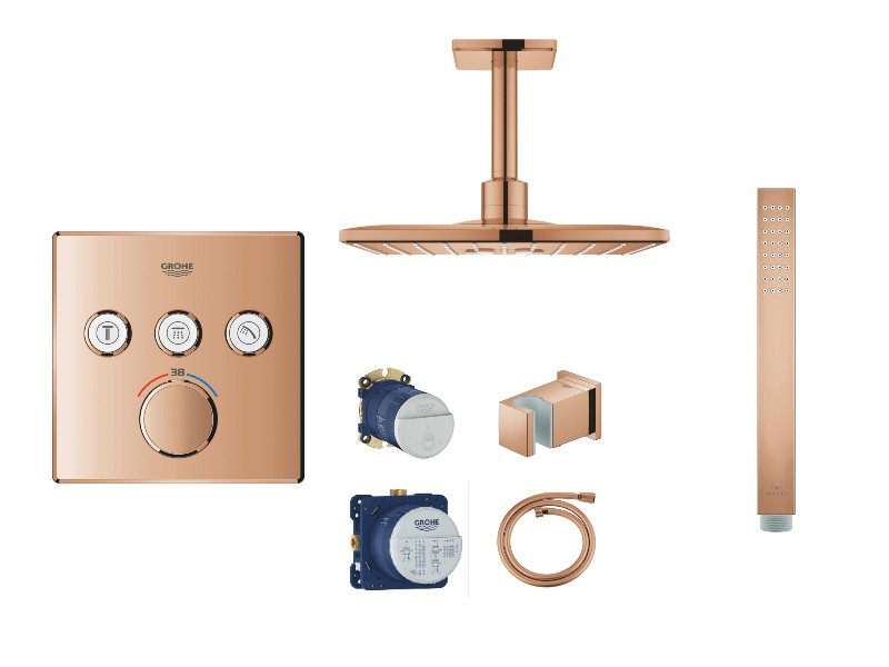 Grohe Sistem dus grohe smartcontrol, incastrat, 310 mm, termostat, 3 functii, lucios, cupru, 29126da0-2st