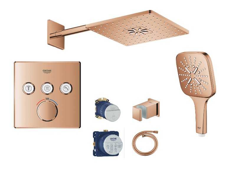 Grohe Sistem dus grohe smartcontrol, incastrat, 310 mm, termostat, 3 functii, lucios, cupru, 29126da0-3st