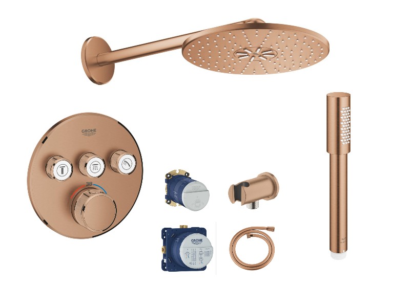 Grohe Sistem dus grohe smartcontrol, incastrat, 310 mm, termostat, 3 functii, mat, cupru, 29121dl0-2st