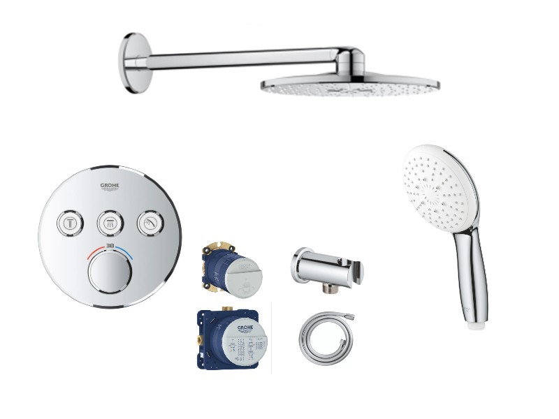 Grohe Sistem dus grohe smartcontrol, incastrat, 310 mm, termostat, 3 functii, crom, 29121000-8st