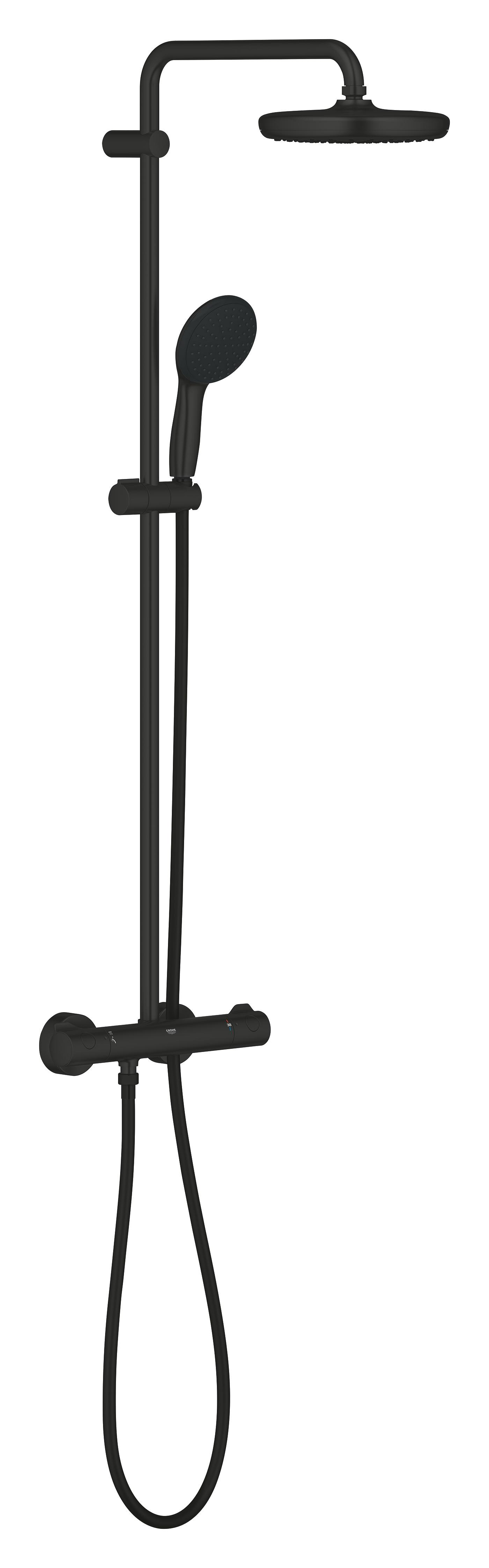 Sistem dus Grohe 268112431, 210 mm, 0.9 bar, 110 mm, 1.75 m, 1132 mm, 412 mm, 1 functii palarie dus, Negru