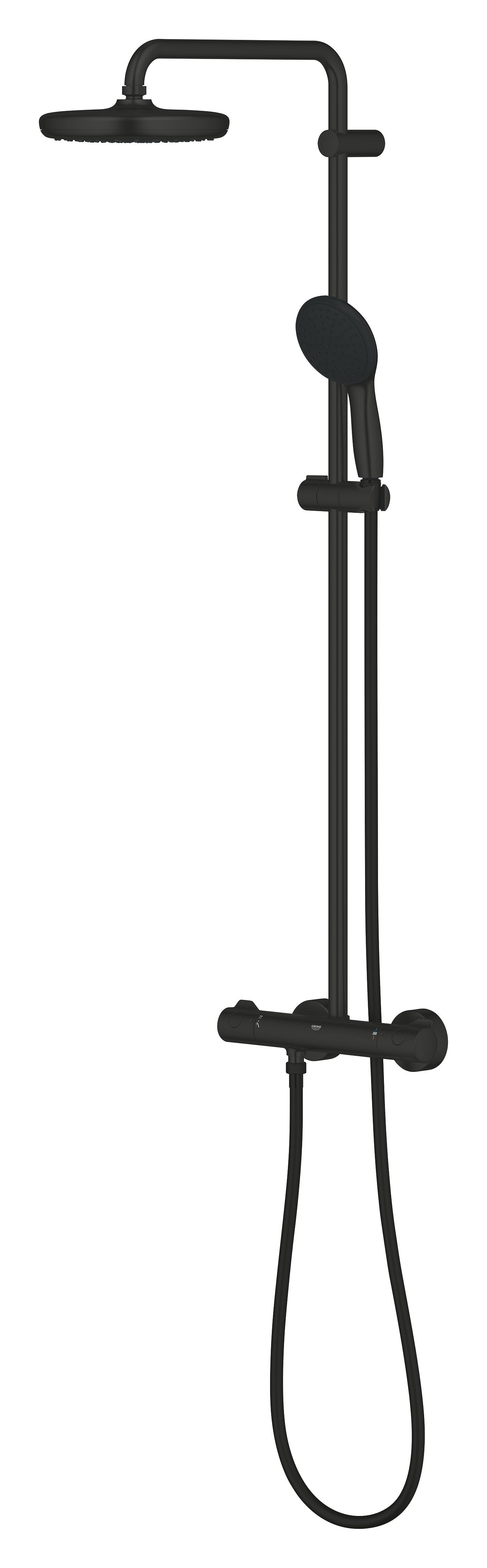 Sistem dus Grohe 268112431, 210 mm, 0.9 bar, 110 mm, 1.75 m, 1132 mm, 412 mm, 1 functii palarie dus, Negru