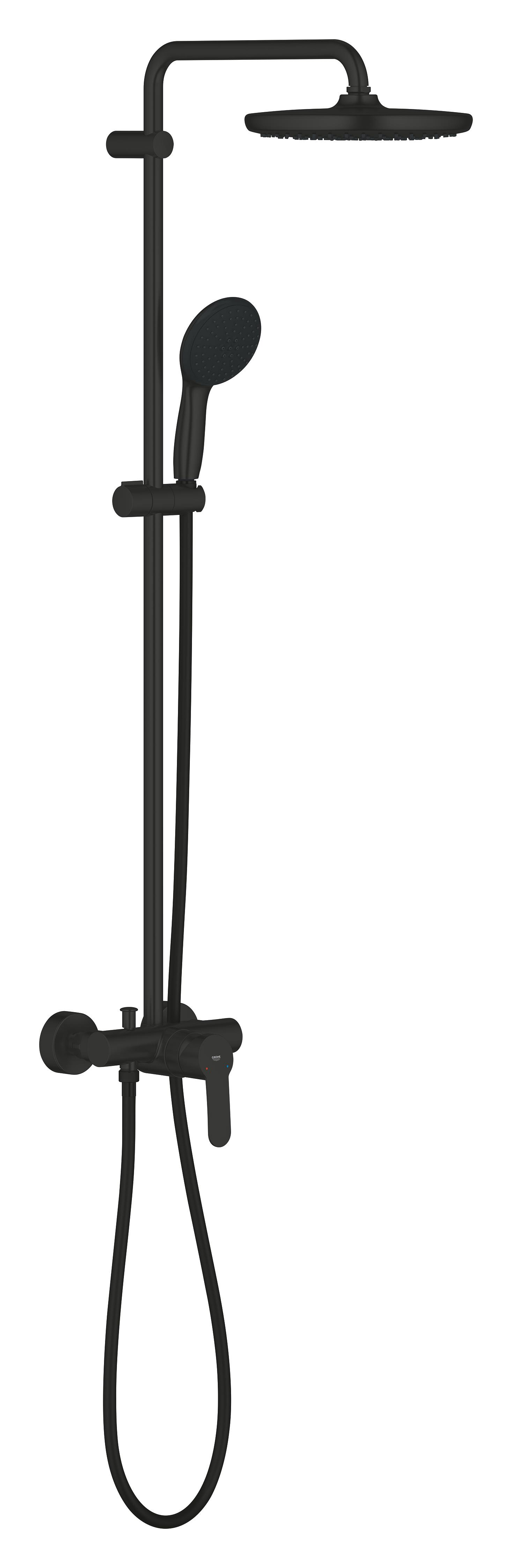 Sistem dus Grohe 266732431, 250 mm, 0.9 bar, 110 mm, 1.75 m, 1118 mm, 412 mm, 1 functii palarie dus, Negru