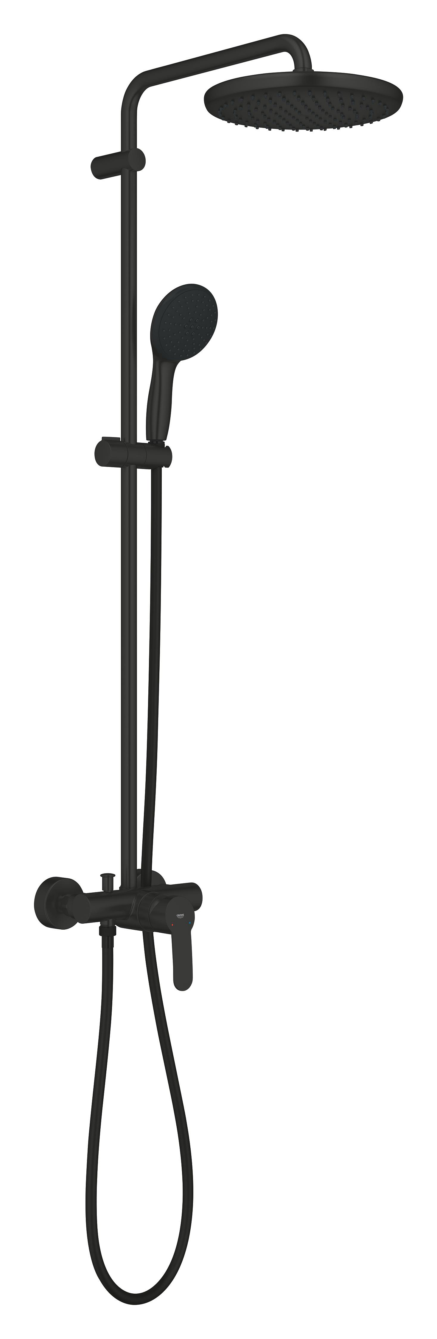 Sistem dus Grohe 266732431, 250 mm, 0.9 bar, 110 mm, 1.75 m, 1118 mm, 412 mm, 1 functii palarie dus, Negru