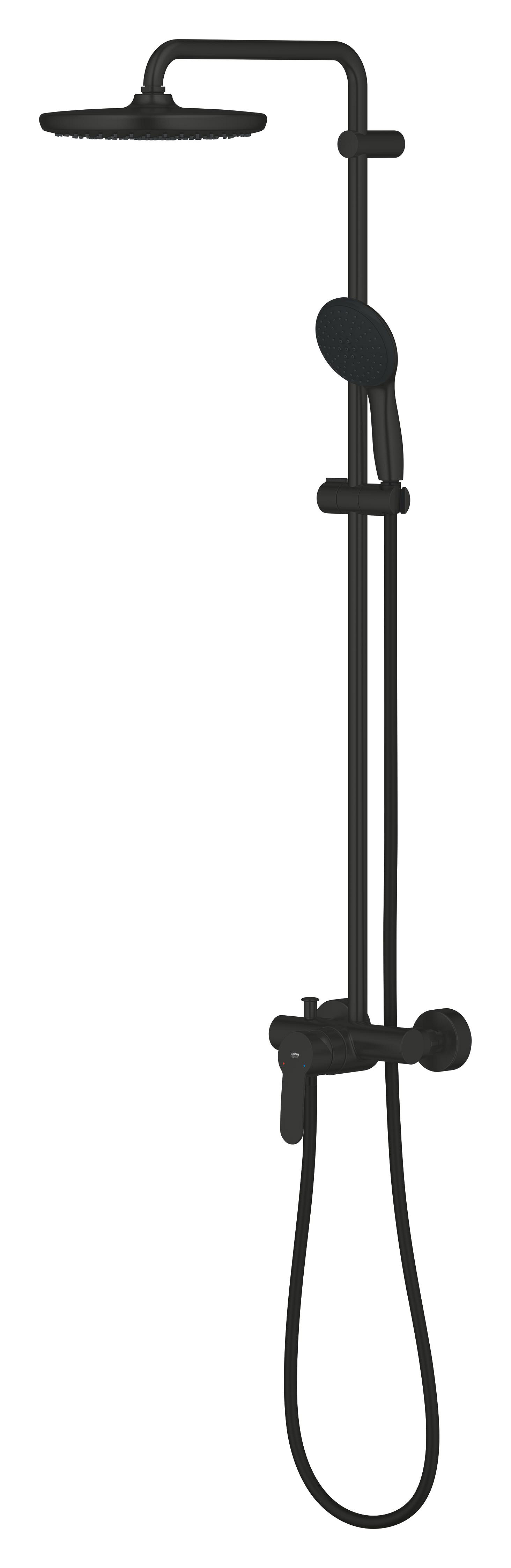 Sistem dus Grohe 266732431, 250 mm, 0.9 bar, 110 mm, 1.75 m, 1118 mm, 412 mm, 1 functii palarie dus, Negru
