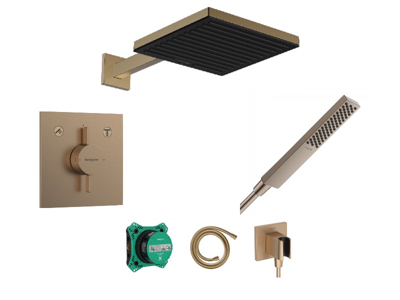 Hansgrohe Sistem dus hansgrohe duoturn e, incastrat, 260 mm, 1 functie, mat, bronz, 75417140-1st