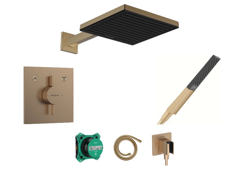 Hansgrohe Sistem dus hansgrohe duoturn e, incastrat, 260 mm, 1 functie, mat, bronz, 75417140-3st