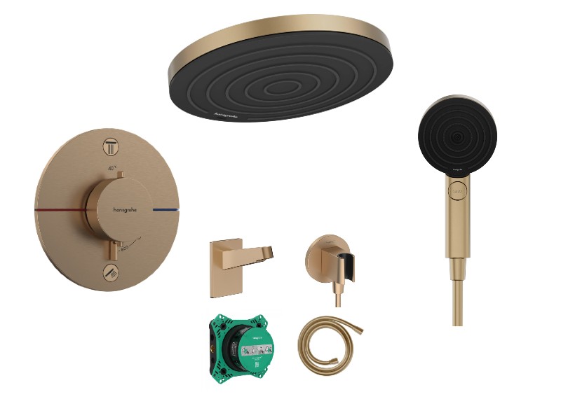 Hansgrohe Sistem dus hansgrohe showerselect, incastrat, termostat, 260 mm, 1 functie, mat, bronz, 15554140-1st