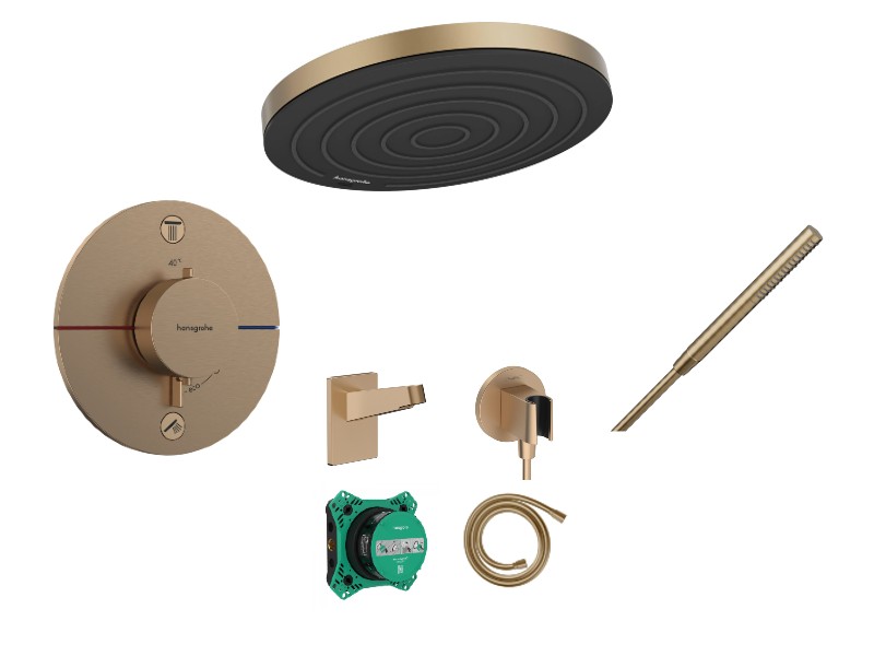 Hansgrohe Sistem dus hansgrohe showerselect, incastrat, termostat, 260 mm, 1 functie, mat, bronz, 15554140-3st