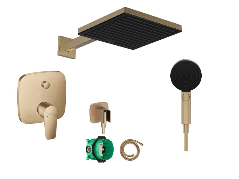 Hansgrohe Sistem dus hansgrohe talis s, incastrat, 260 mm, 1 functie, mat, bronz, 71745140-5st
