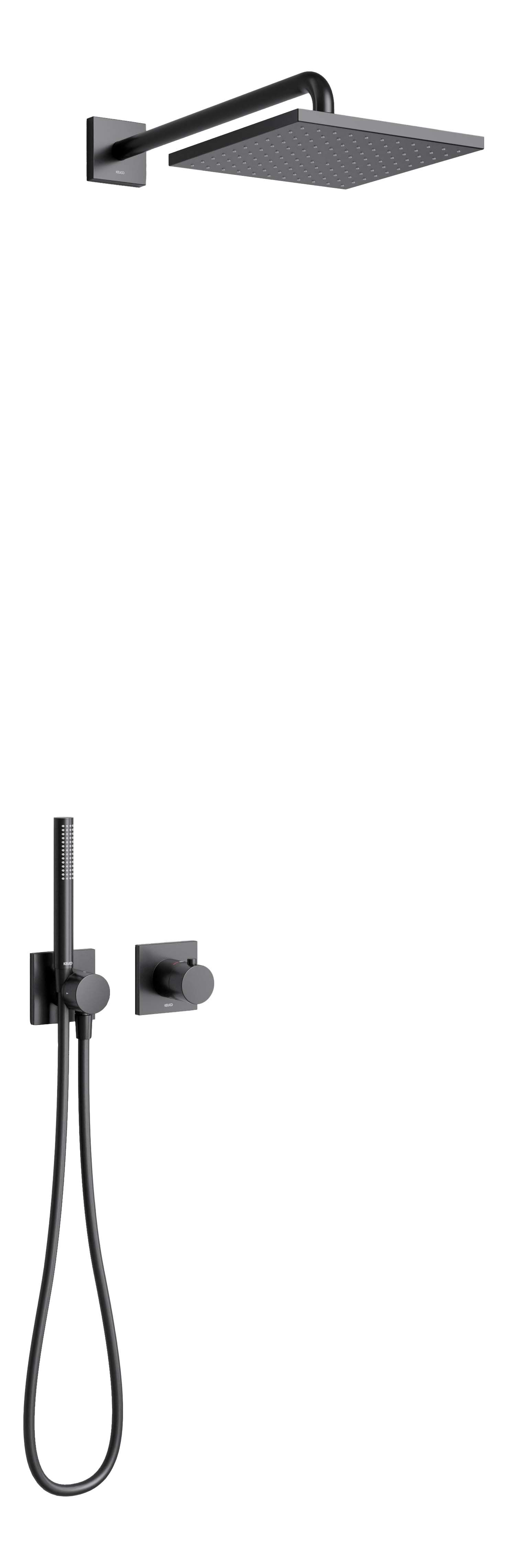 Keuco Sistem dus keuco ixmo, incastrat, 250 mm, termostat, 1 functie, mat, negru, 59602370002