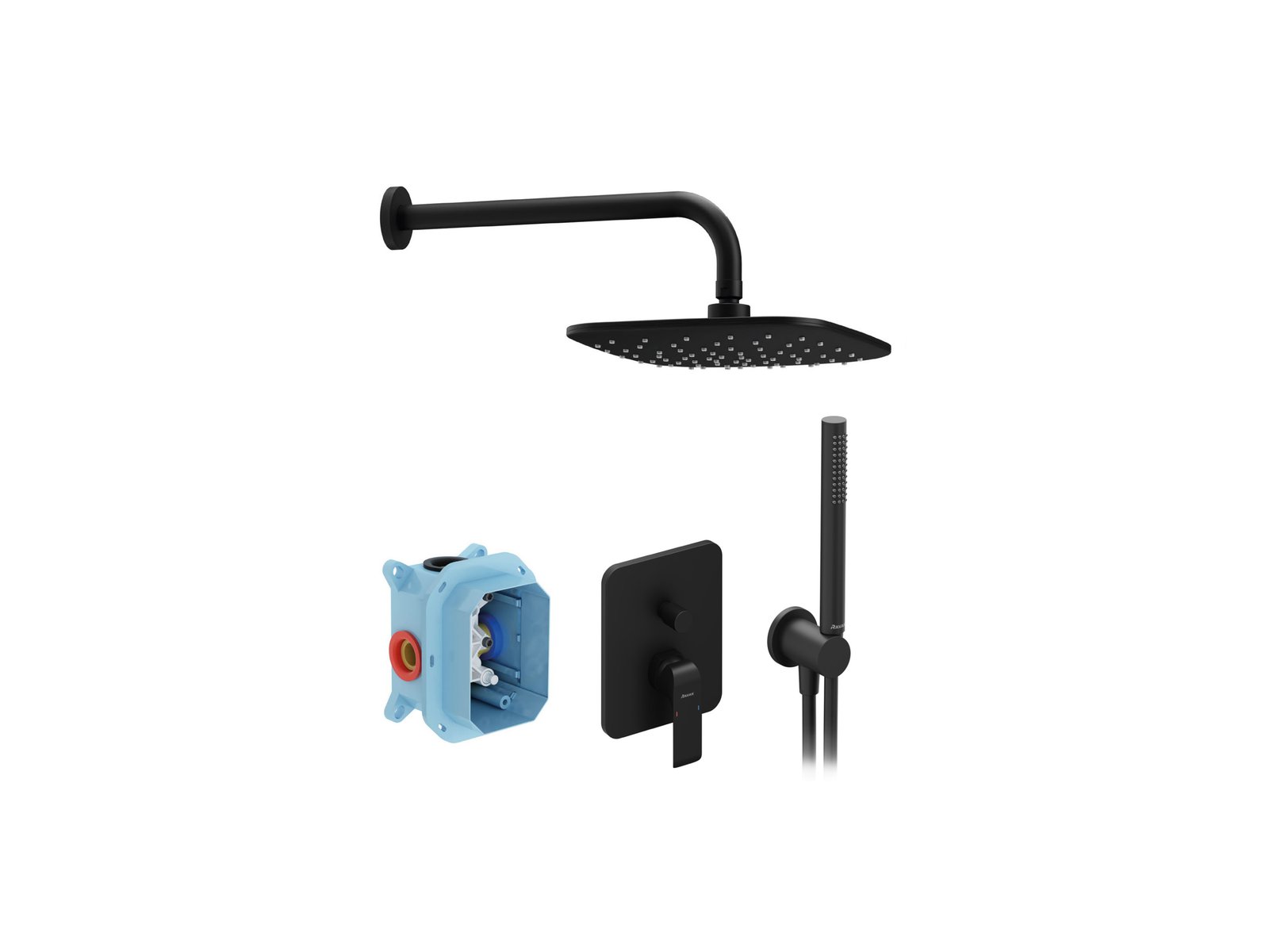 Ravak  Sistem dus ravak flat, incastrat, 250 mm, 1 functie, mat, negru, x07s071