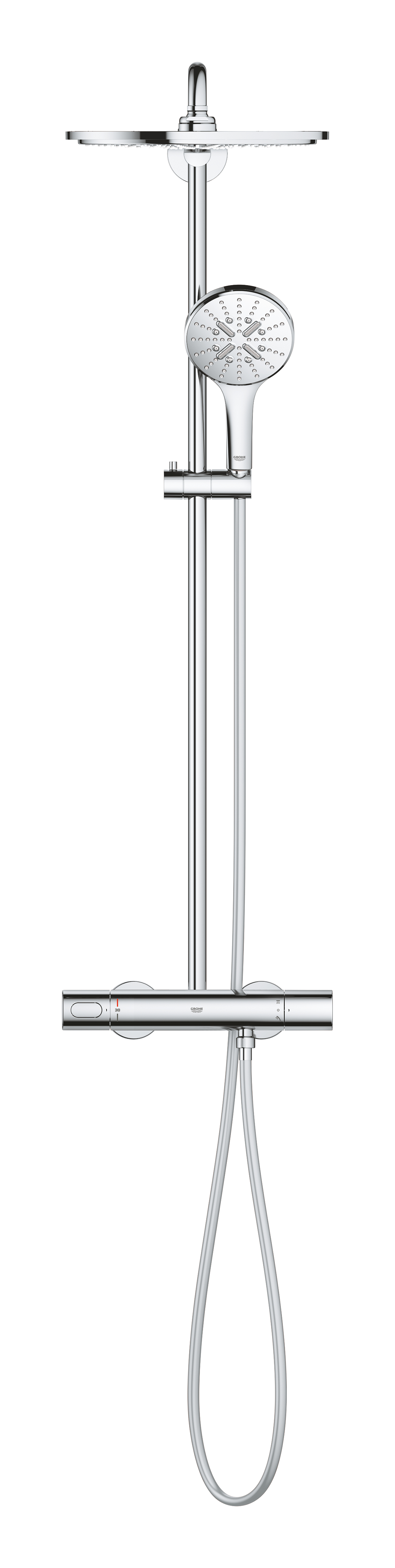 Sistem de dus Grohe 27966001, 310 mm, 1 bar, 130 mm, 1.75 m, 472 mm, 1 functii palarie dus, 3 functii para dus, Crom