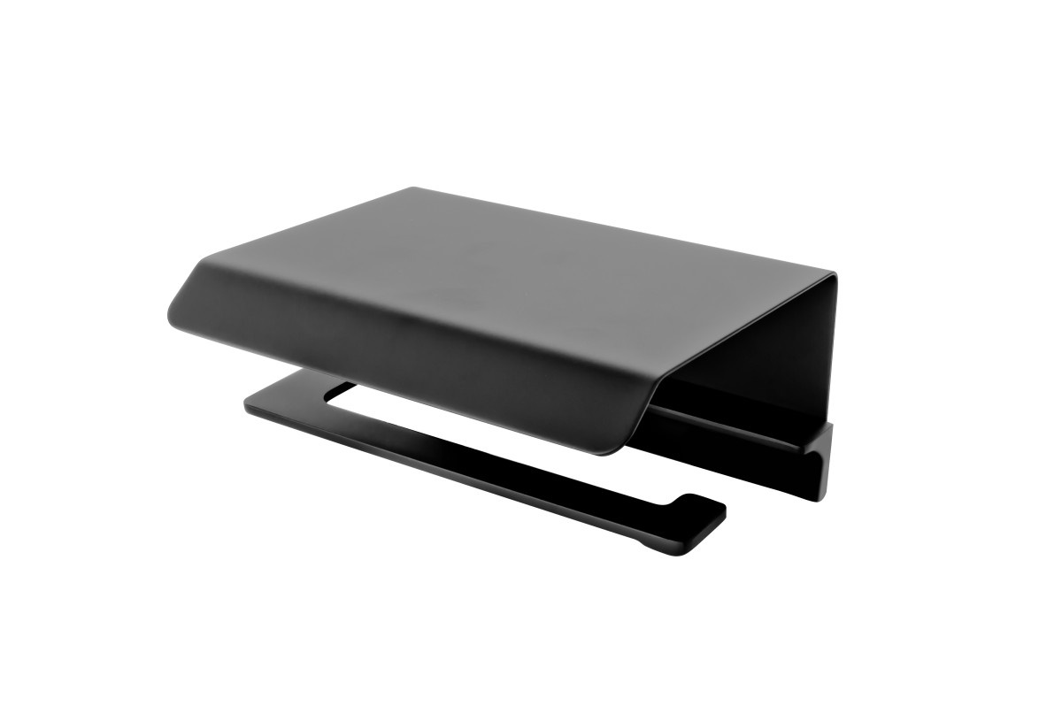 FDesign Suport hartie wc fdesign piazza fd6-pza-10-22, 1 rola, montare pe perete, capac, mat, negru