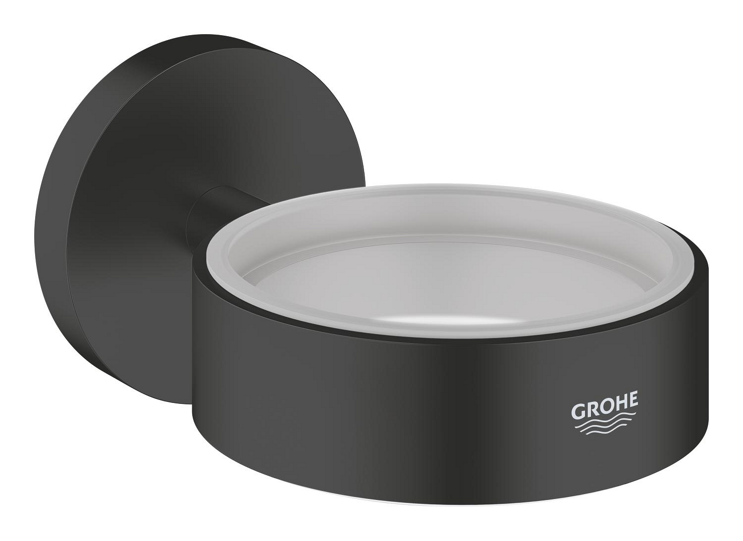 Grohe Suport baie grohe essentials, pe perete, dozator/pahar/savoniera, metal, mat, negru, 1024662430