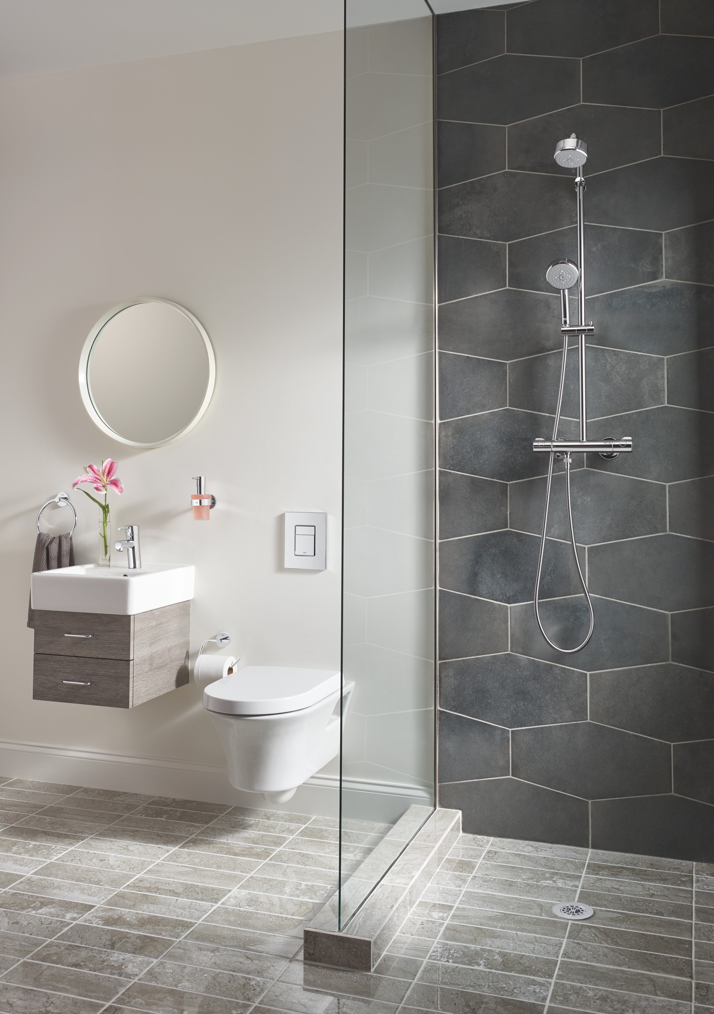 Suport hartie igienica Grohe 40367001, 167 mm, 119 mm, 1 role hartie, 1 orificii instalare, pe perete, Crom