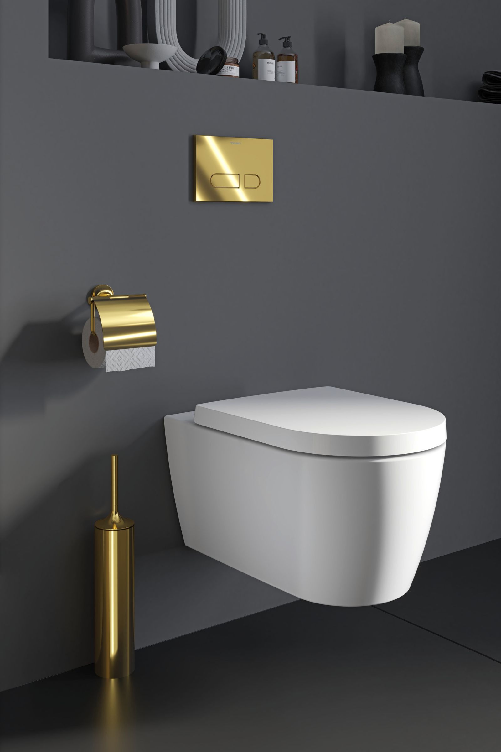 Suport hartie Duravit 0099403400, igienica Starck T, tip instalare pe perete, numar orificii instalare 2, auriu [3]