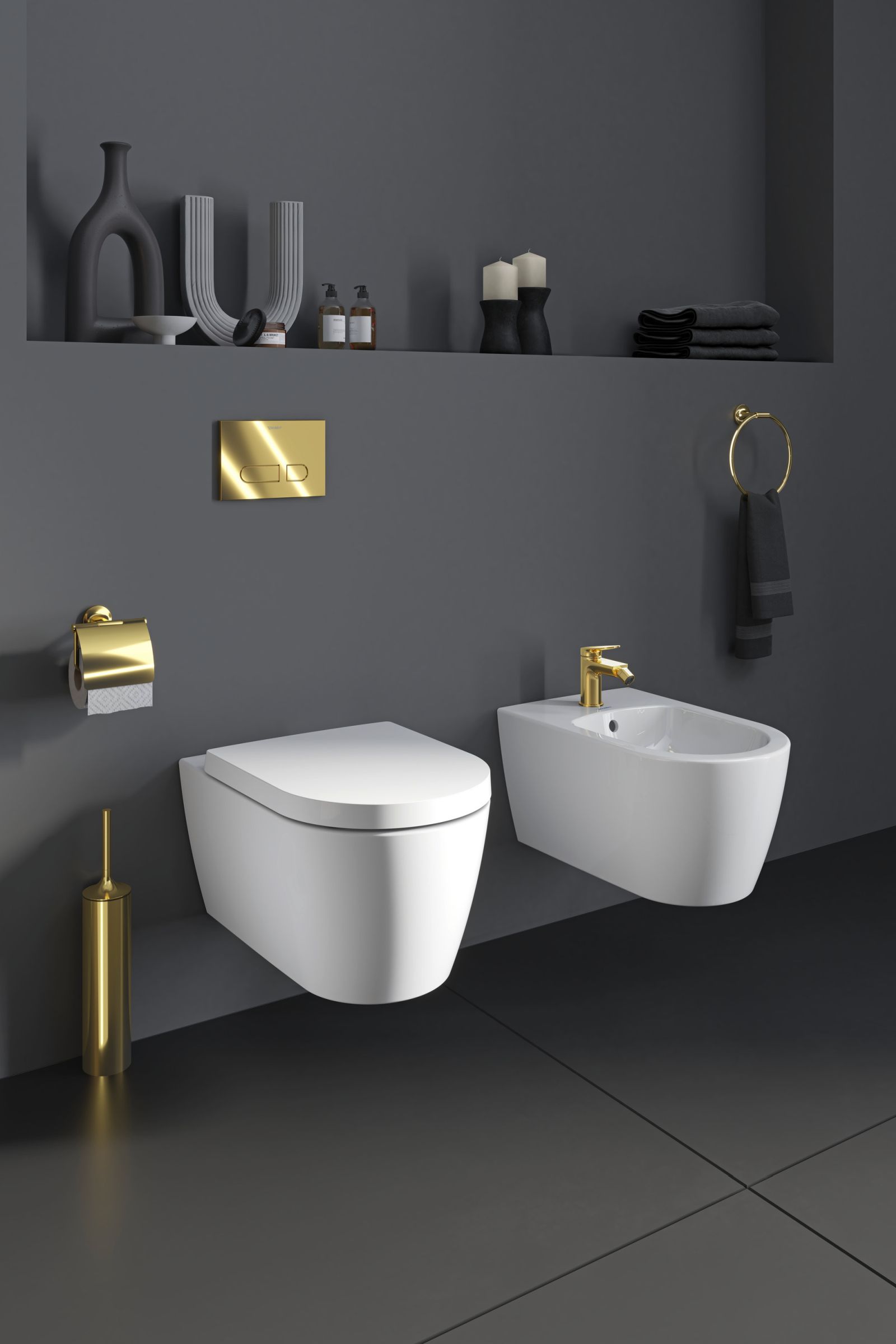 Suport hartie Duravit 0099403400, igienica Starck T, tip instalare pe perete, numar orificii instalare 2, auriu [4]