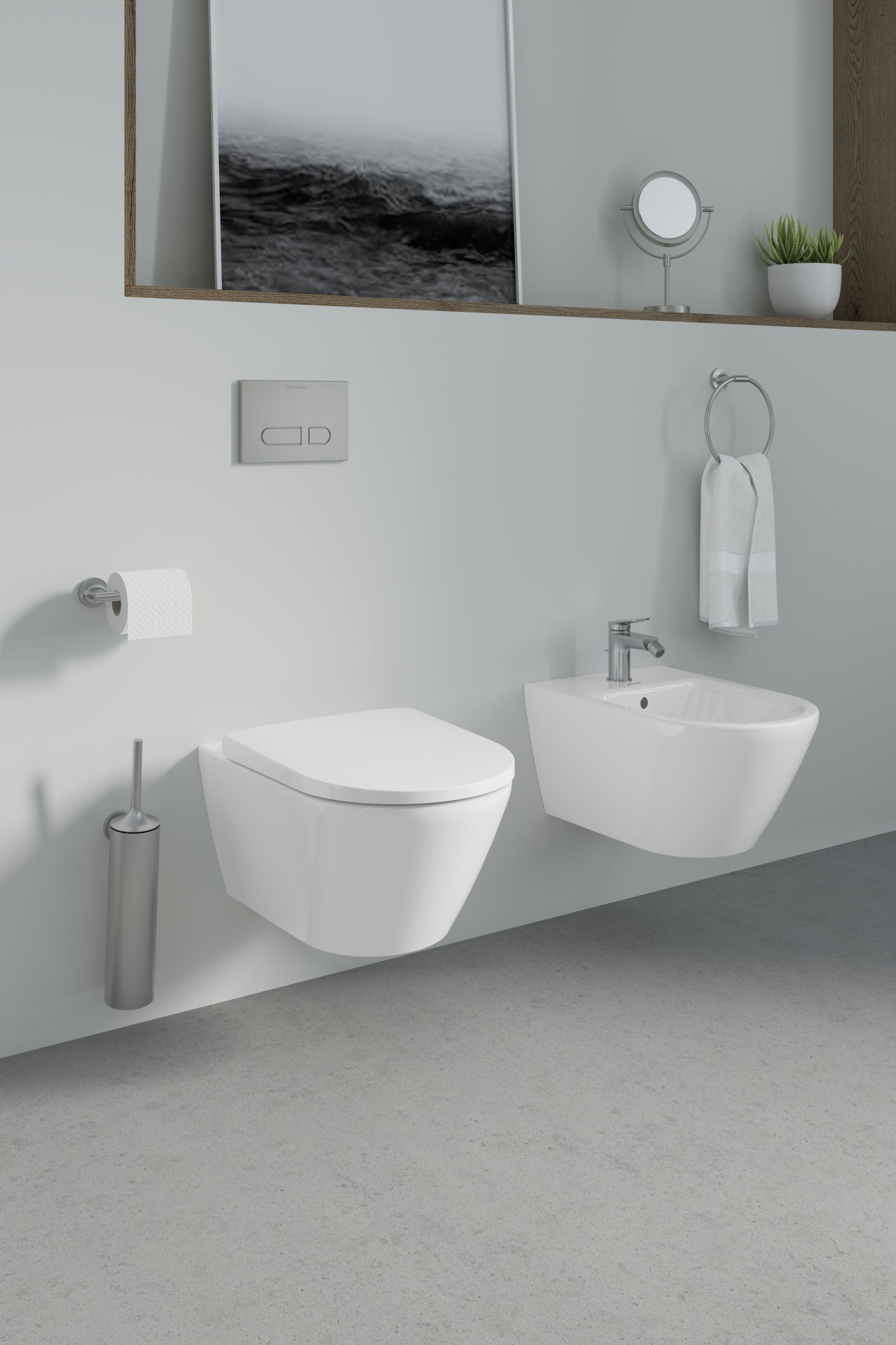 Suport hartie Duravit 0099377000, igienica Starck T, tip instalare pe perete, numar orificii instalare 2, otel satinat [5]