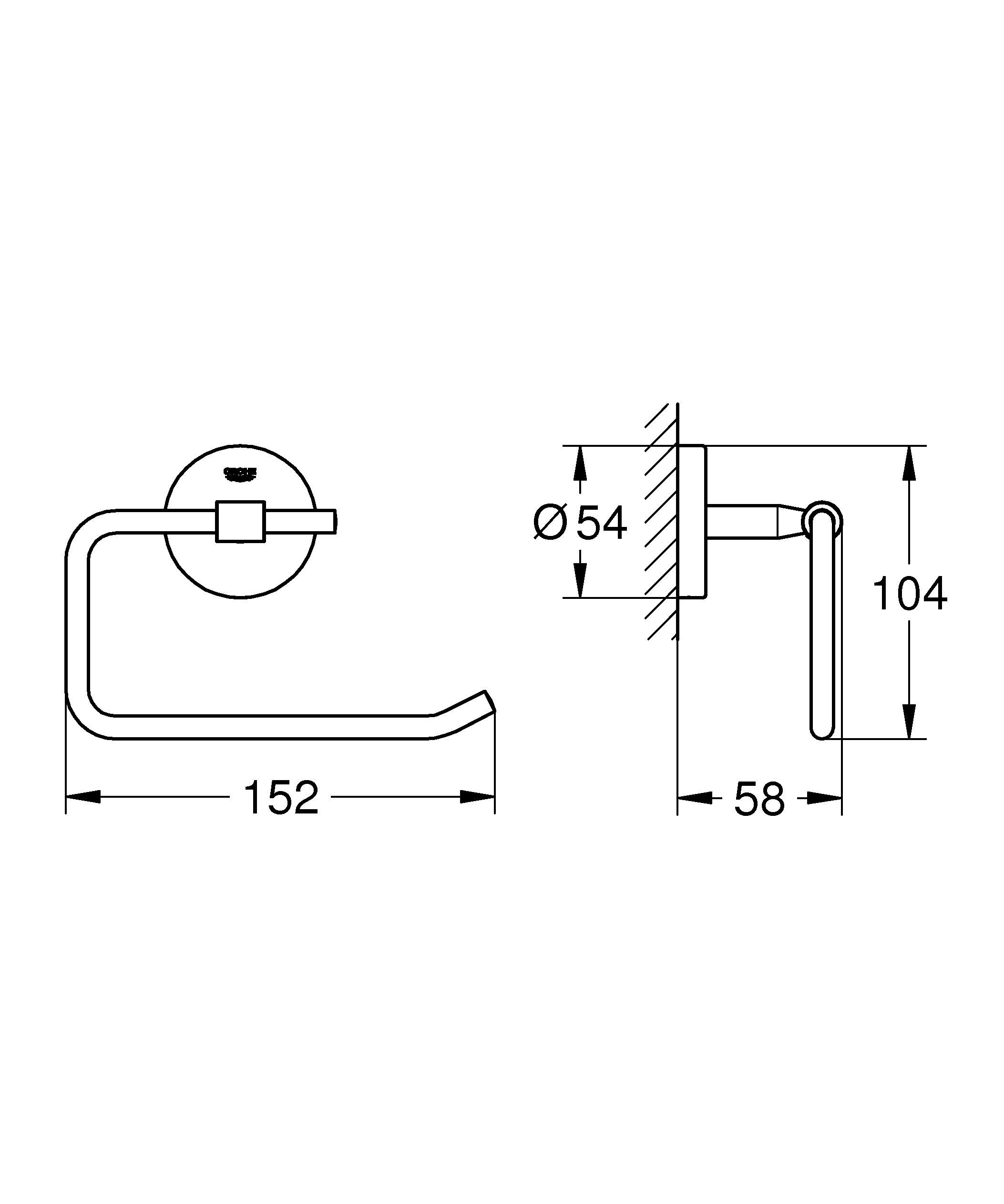 Suport hartie Grohe 40457001, igienica Bau Cosmopolitan, tip instalare pe perete, numar orificii instalare 2, crom [3]