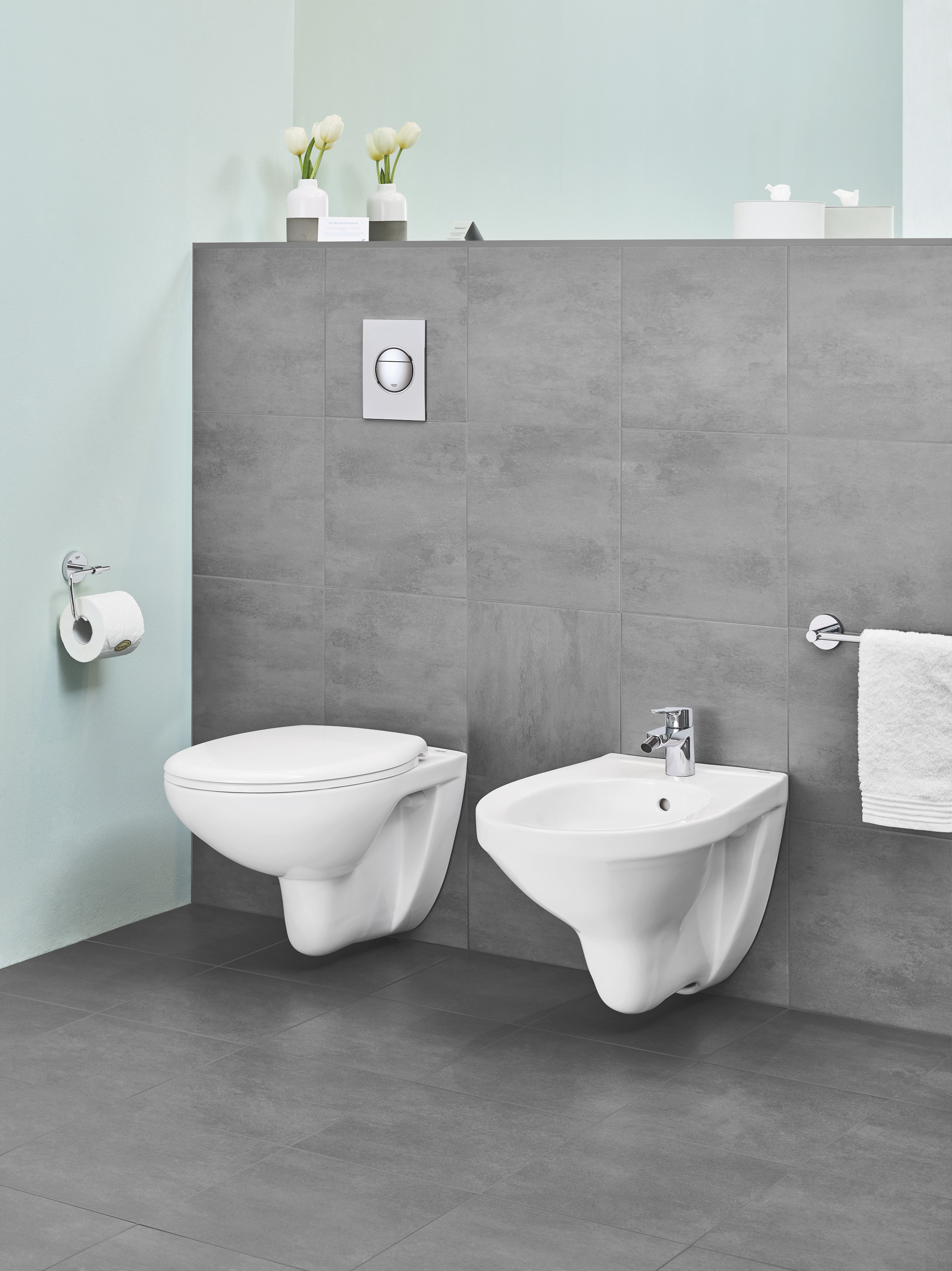 Suport hartie Grohe 40457001, igienica Bau Cosmopolitan, tip instalare pe perete, numar orificii instalare 2, crom [2]