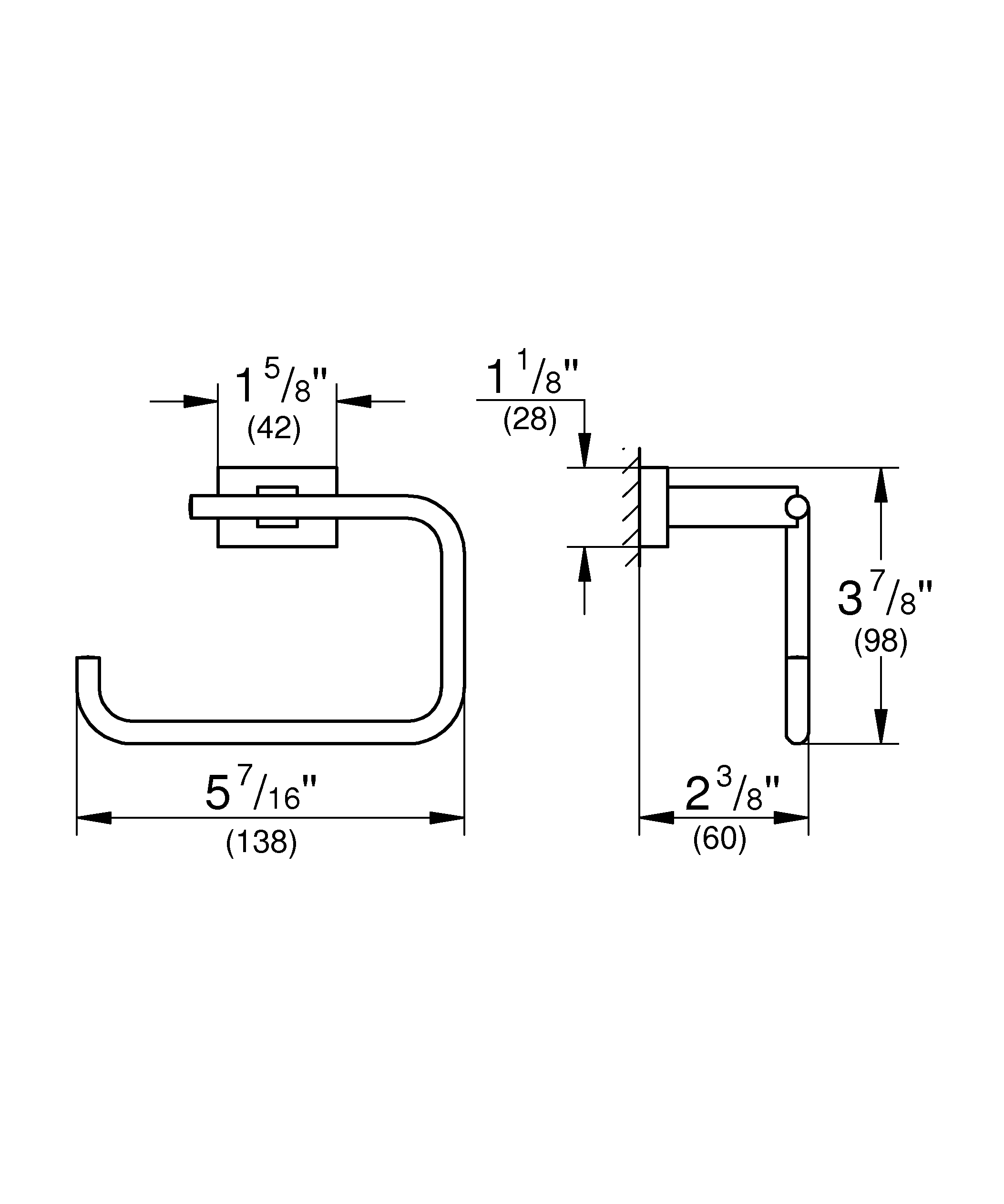 Suport hartie igienica Grohe 40507001, 138 mm, 98 mm, 1 role hartie, 1 orificii instalare, pe perete, Crom