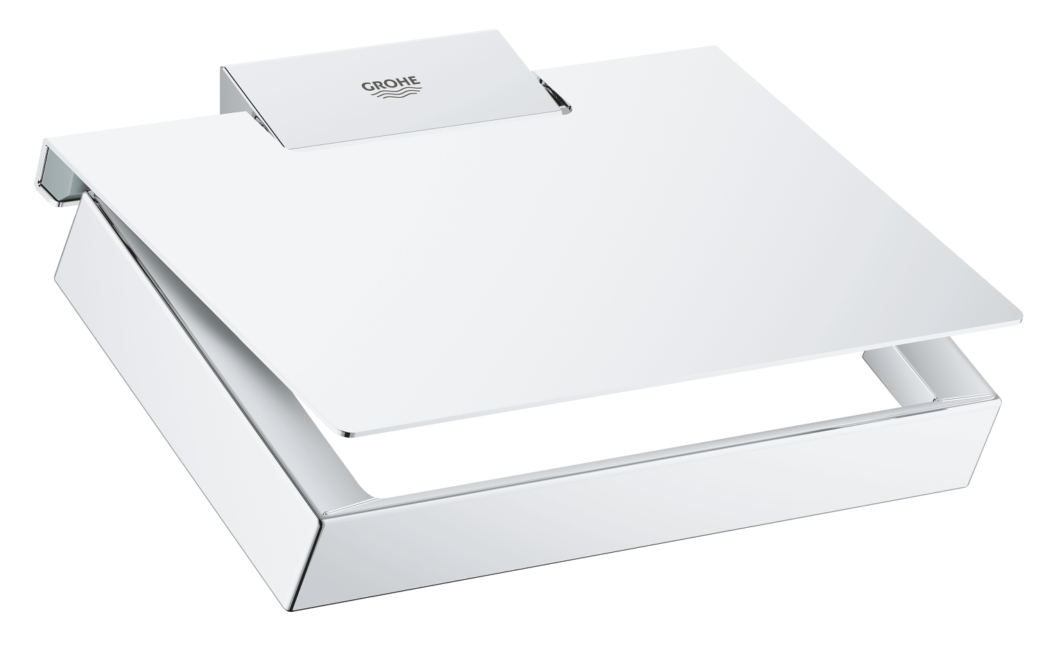 Grohe Suport hartie igienica grohe selection cube 40781000, o rola, montare pe perete, elemente fixare ascunse, crom