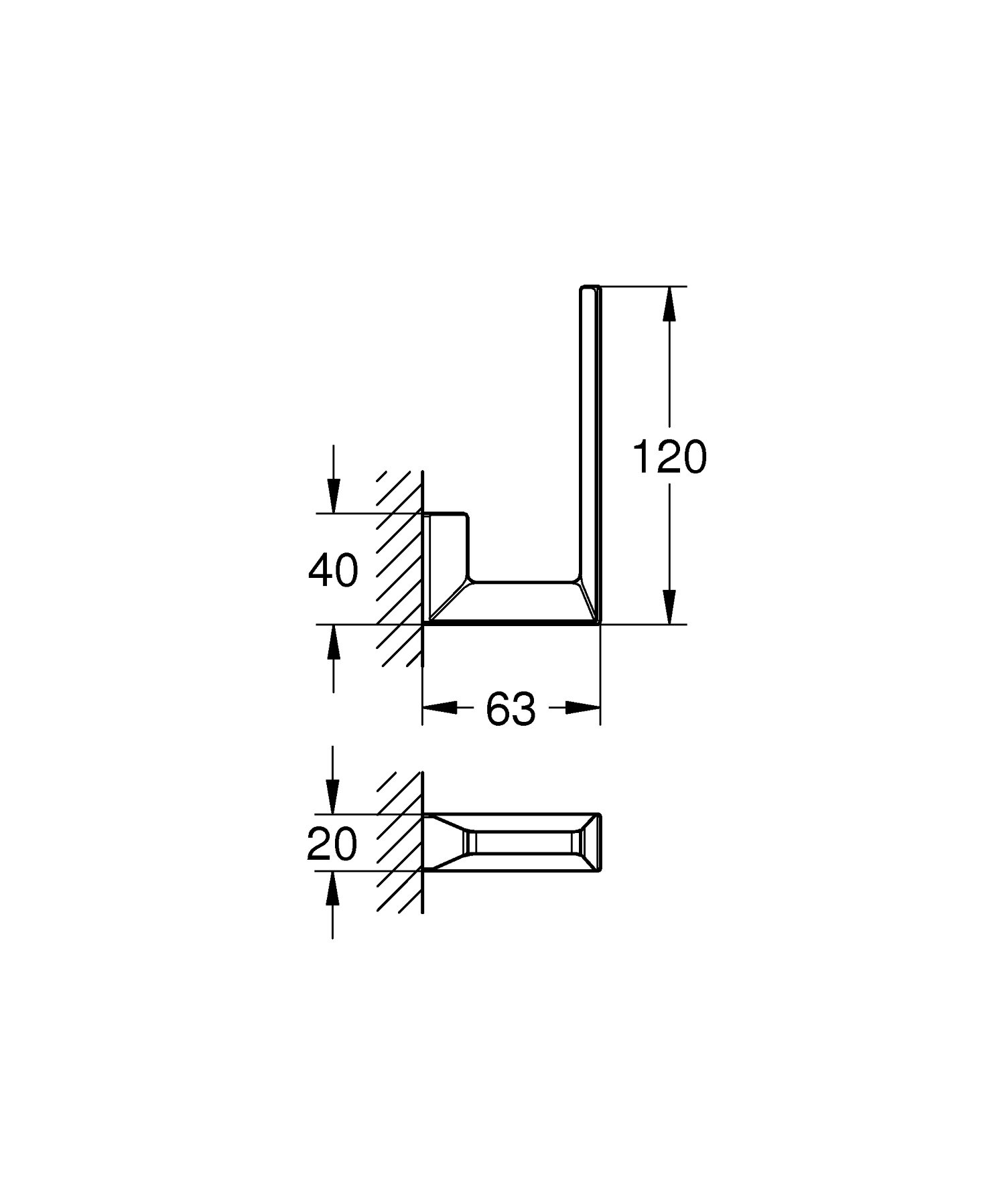 Suport hartie igienica Grohe 40784000, 120 mm, 63 mm, 1 role hartie, 1 orificii instalare, pe perete, Crom