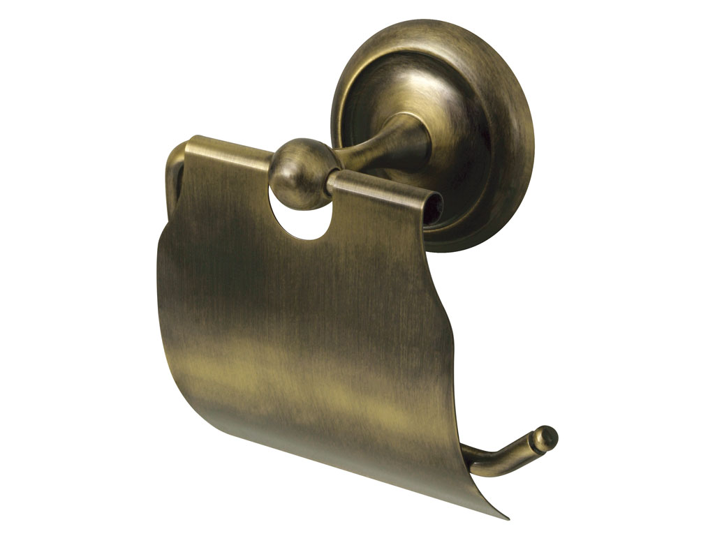 Bisk Suport hartie igienica retro bisk deco 00403, 1 rola, montare pe perete, fixare ascunsa, alama