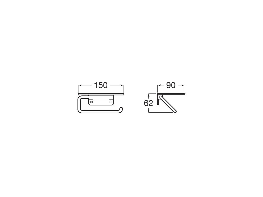 Suport hartie igienica Roca A817889NB0, 150 mm, 90 mm, 1 role hartie, 2 orificii instalare, pe perete, Negru