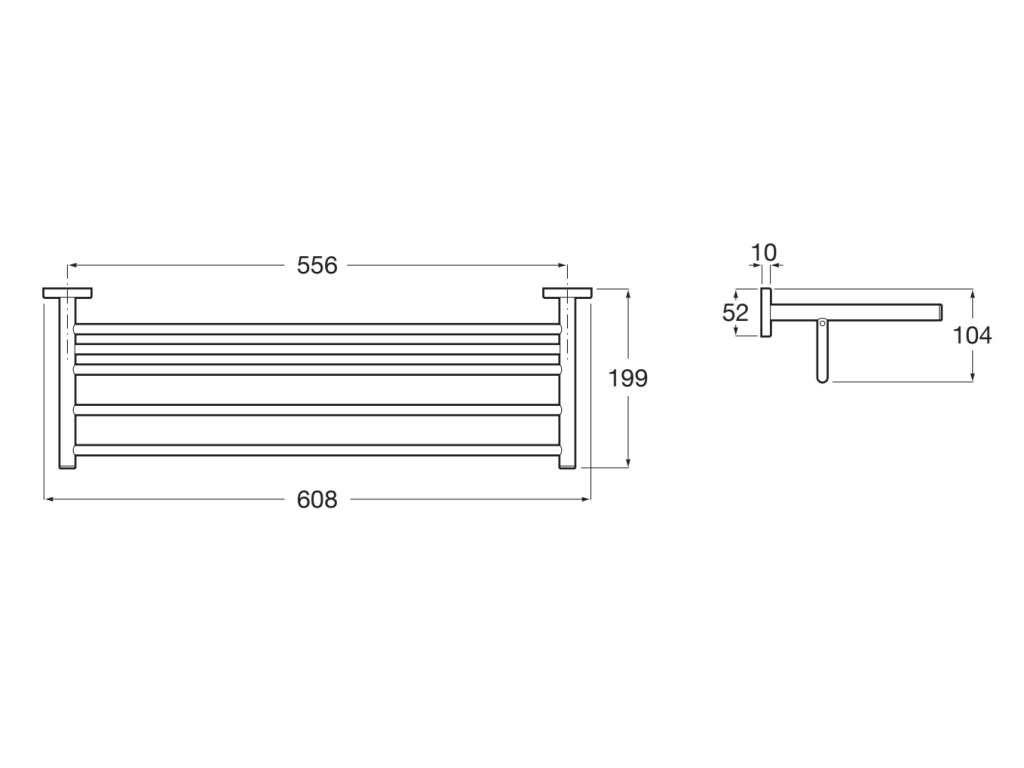 Suport prosop baie Roca A817887C00, 608 mm, 199 mm, 2 orificii instalare, 5 rafturi, pe perete, Crom