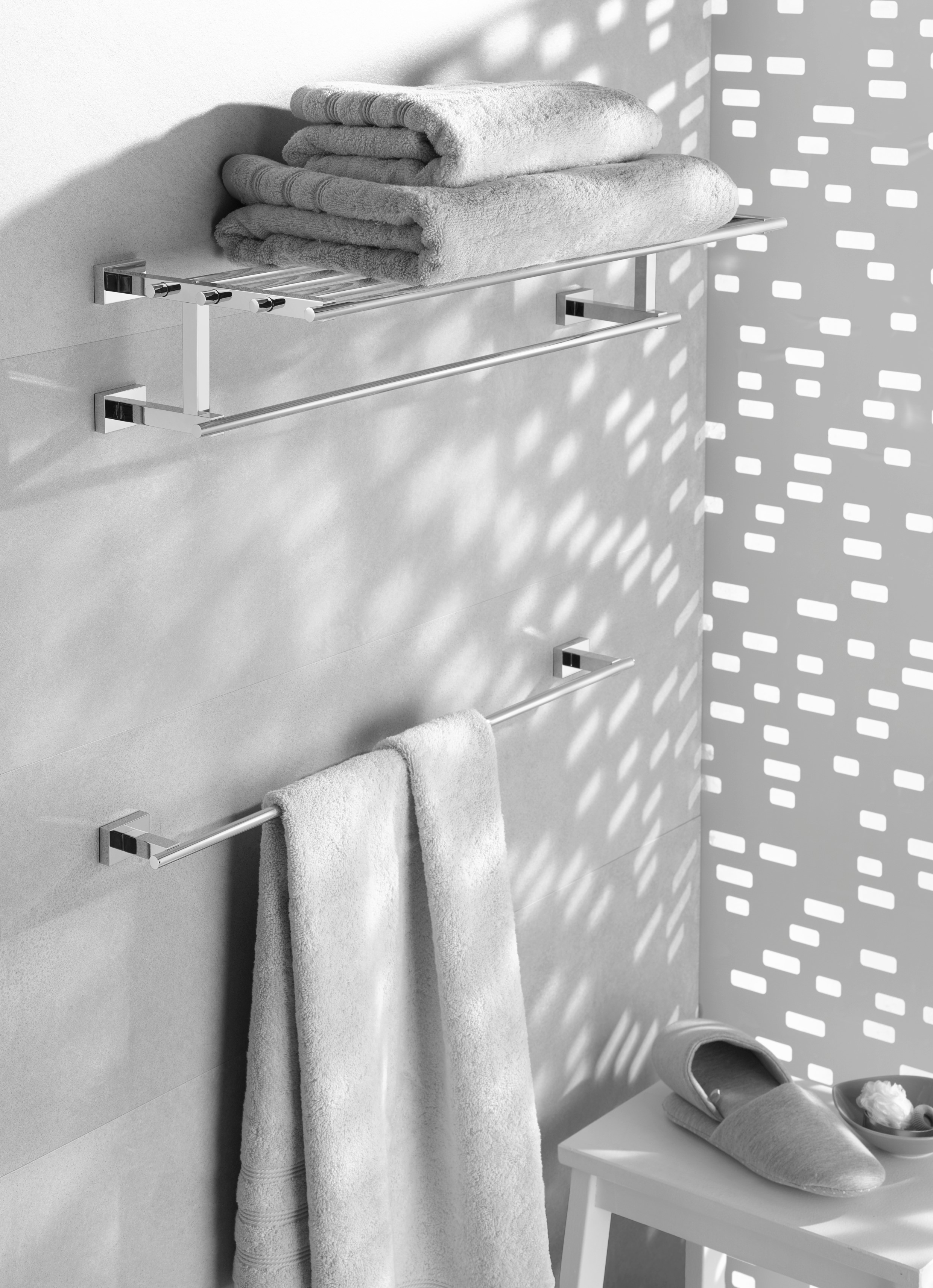 Suport prosop Grohe 40509001, 600 mm, 60 mm, 2 orificii instalare, 1 rafturi, pe perete, metal, Crom