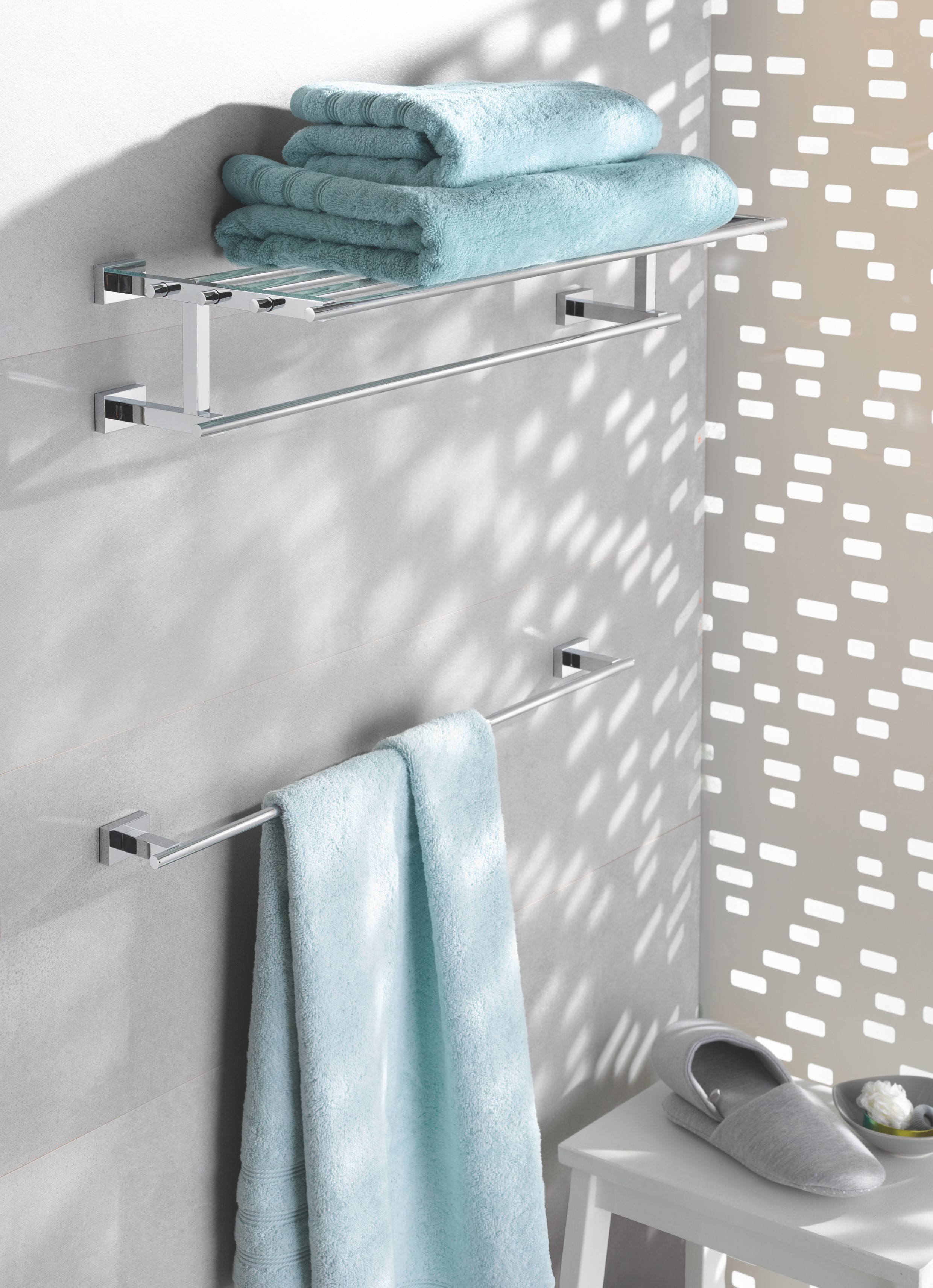 Suport prosop Grohe 40512001, 600 mm, 210 mm, 4 orificii instalare, 5 rafturi, pe perete, metal, Crom