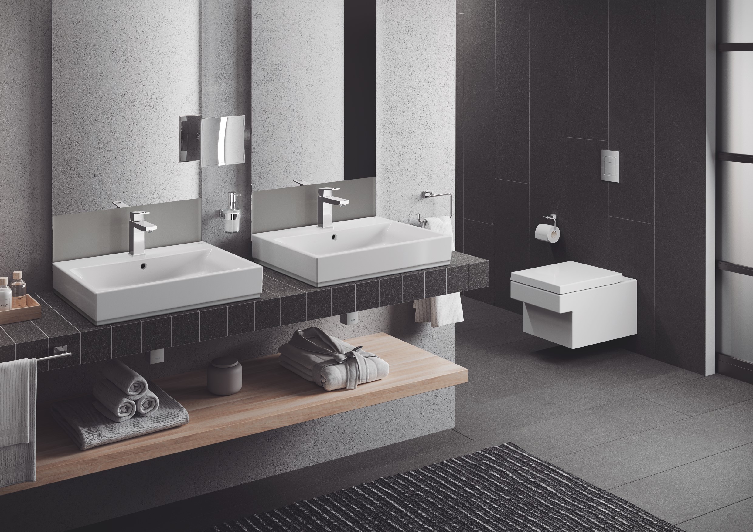 Inel prosop Grohe 40510001, 186 mm, 59 mm, 1 rafturi, 2 orificii instalare, 1 cuie, pivotanta, pe perete, Crom