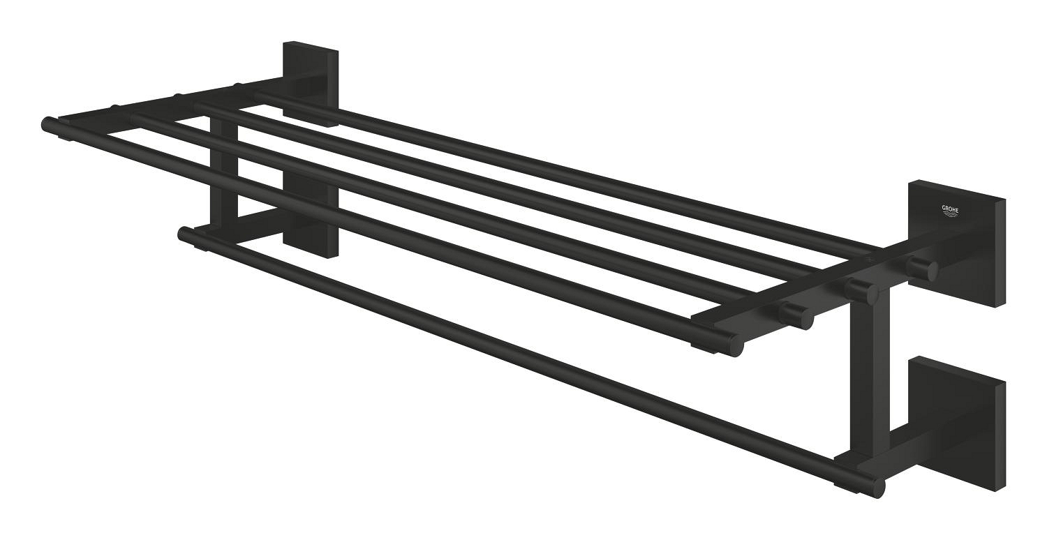 Suport prosop Grohe 410992430, 600 mm, 210 mm, 4 orificii instalare, 5 rafturi, pe perete, metal, Negru