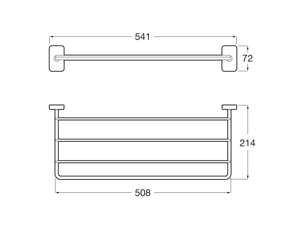 Suport prosop Roca A817729NB0, 541 mm, 214 mm, 2 orificii instalare, 4 rafturi, pe perete, metal, Negru