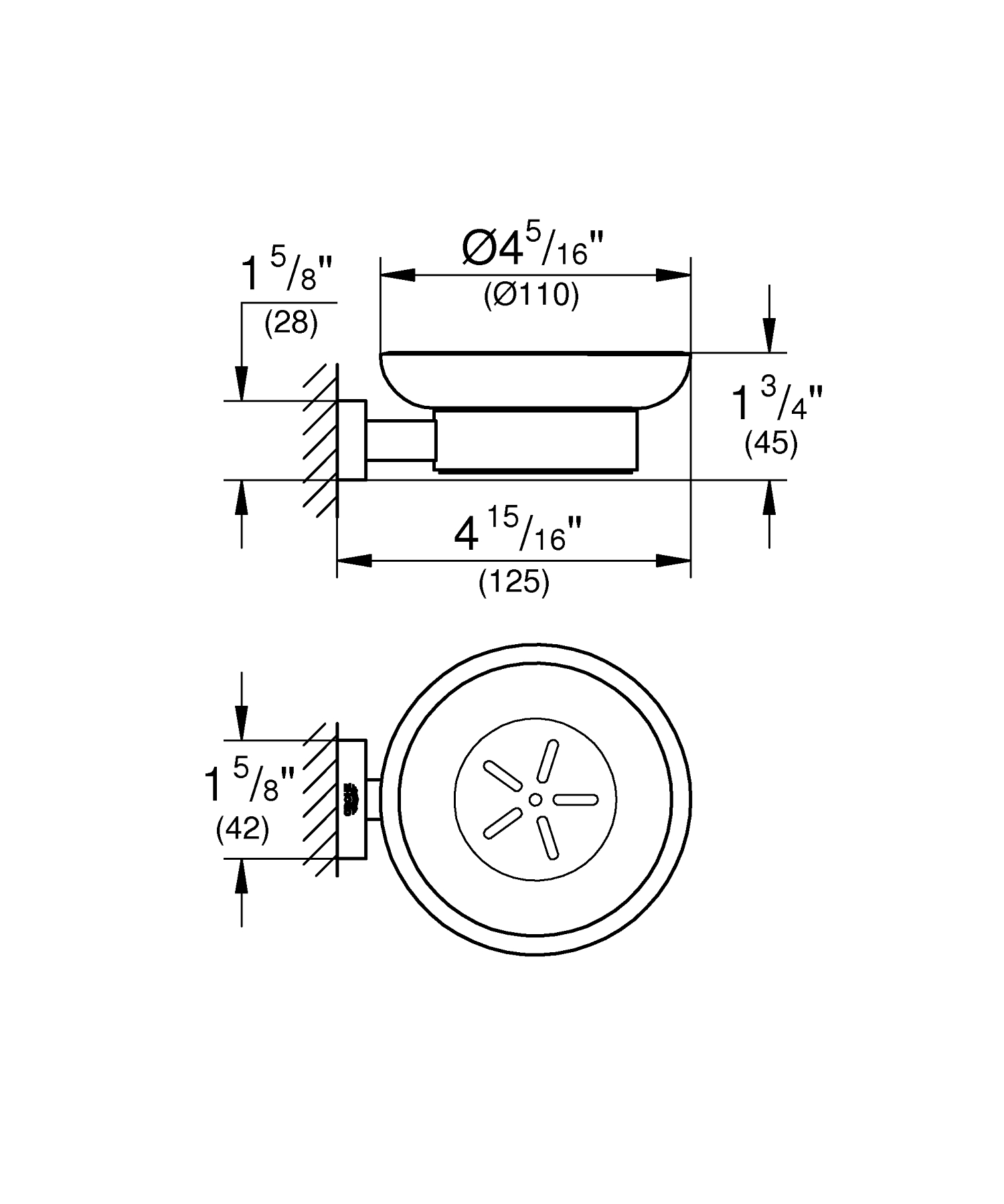 Suport sapun Grohe 40754001, 110 mm, 1 orificii instalare, pe perete, sticla, metal, elemente fixare ascunse, Crom