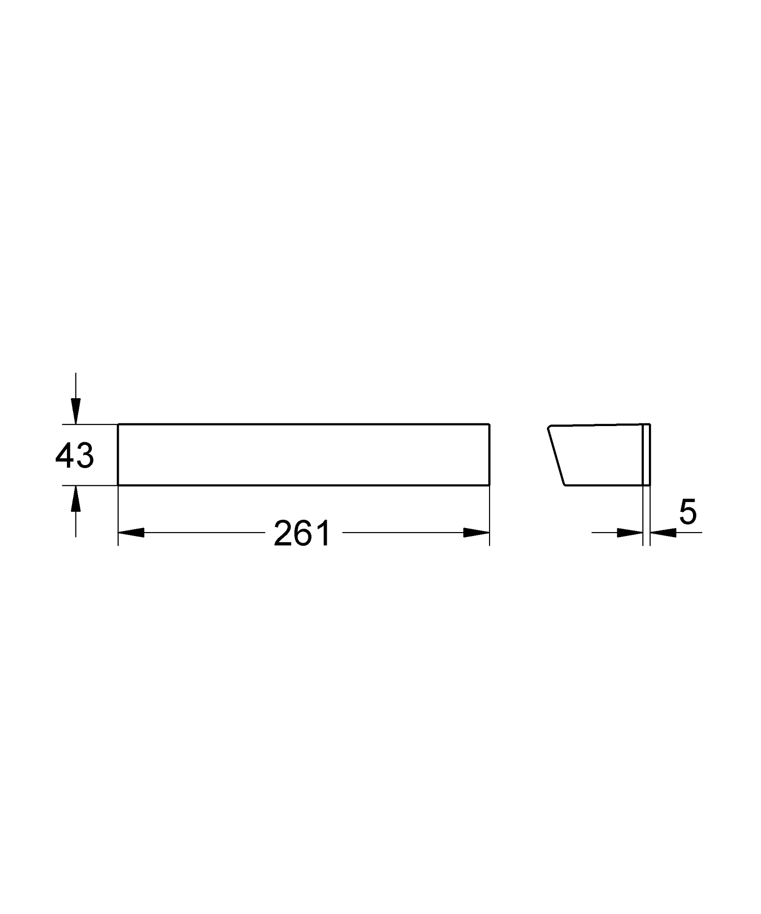 Tavita baterie Grohe 18608001, 43 mm, 261 mm, 2 orificii instalare, pe baterie, grohtherm 2000 gama compatibila, Crom