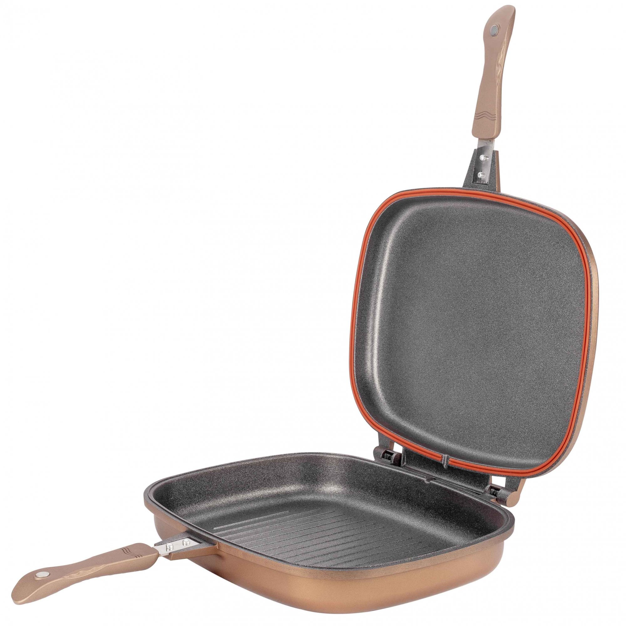 Tigaie Grill NeoKlein DGR36-Gold, 36 cm, 34 cm, 24.5 cm, suprafata antiaderenta, grill, gaz, electric, Auriu