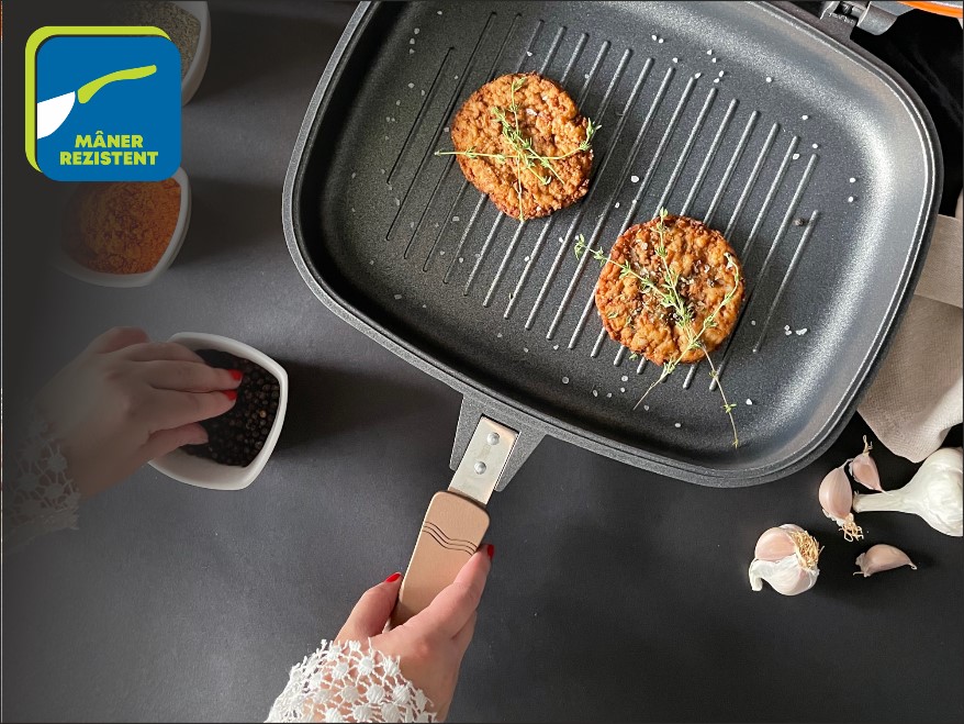 Tigaie Grill DGR36-Cherry, NeoKlein, tip tigaie grill, tip plita gaz, electric, diametru 36 mm, rosu [5]