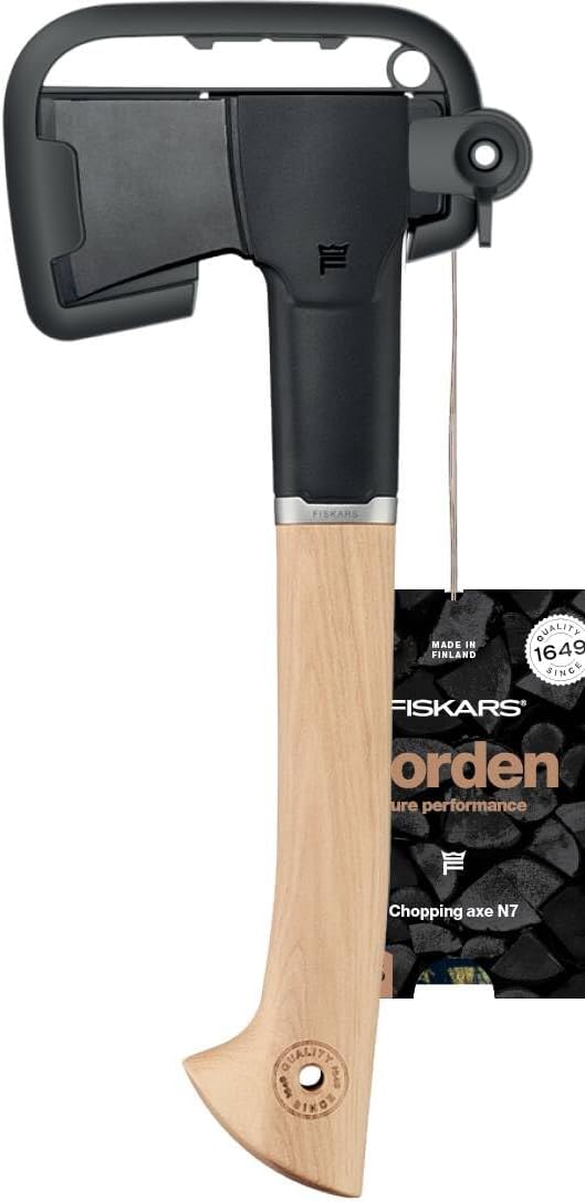 FISKARS Topor universal fiskars, 13 x 35 cm, lama otel/carbon, maner lemn, 1051142