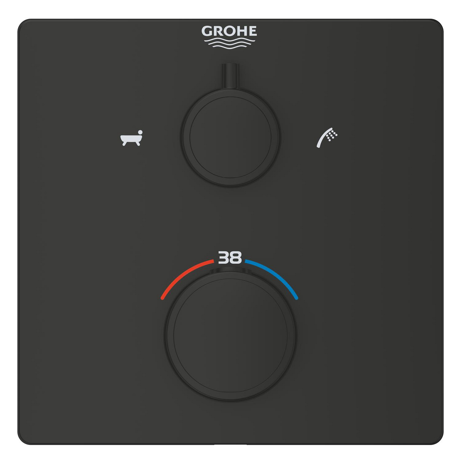 Grohe Unitate comanda cada grohe grohtherm cube, aparenta, termostat, 2 iesiri, necesita valva, mat, negru, 1022112430