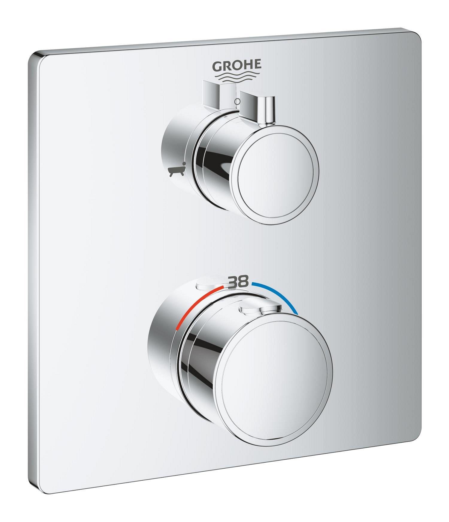 Unitate comanda cada Grohe 24080000, 1 bar, 158 mm, 10 mm, 2 iesiri, 1 functii palarie dus, 1/2 dimensiune racord, Crom